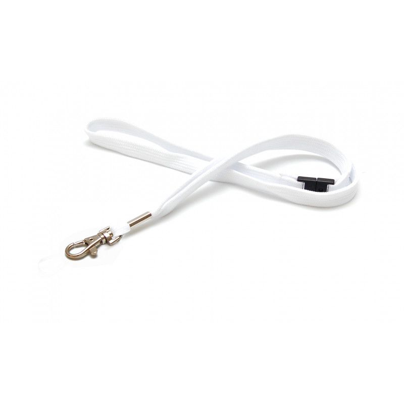 Attache porte-carte- Cordon tour de cou blanc 12 mm